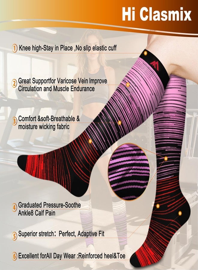 Hi Clasmix Graduated Compression Socks for Women&Men 5 Pairs Medical 20-30mmhg Knee High Compression Athletic Stockings(Multicoloured 1, Large/X-Large(US SIZE)) - Image 3